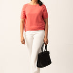 GATHERING DETAIL SHORTSLEEVE TOP