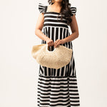 FRILL DETAILED BUSTIER MAXI DRESS