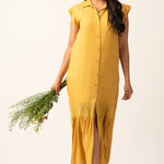 FRILL CAP SLEEVE DETAILED MAXI DRESS