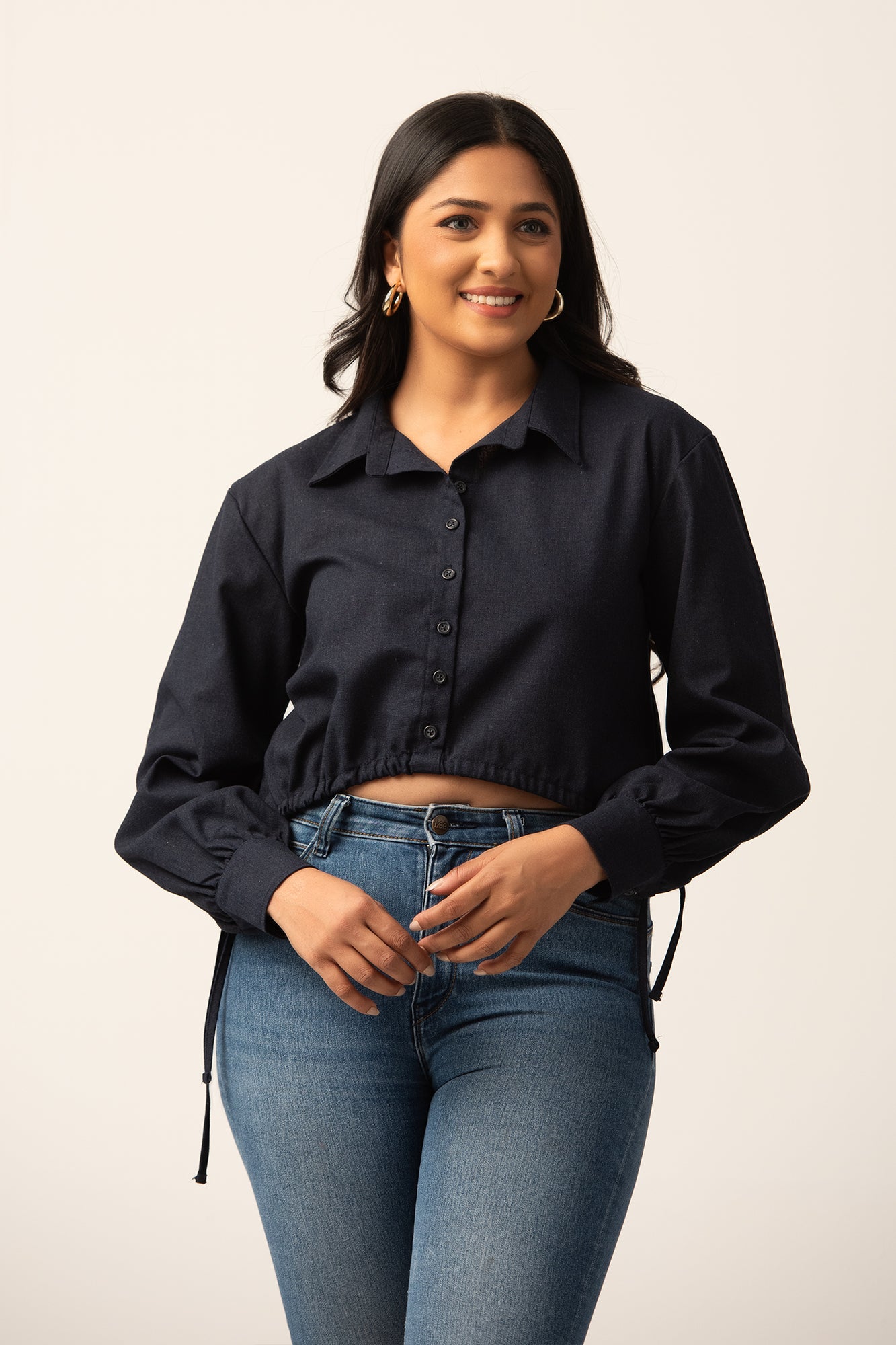 ADJUSTABLE STRING PULL UP SHIRT TOP