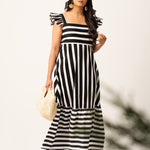 FRILL DETAILED BUSTIER MAXI DRESS