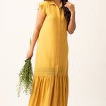 FRILL CAP SLEEVE DETAILED MAXI DRESS
