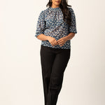 GATHERED DETAILED PRINTED TOP