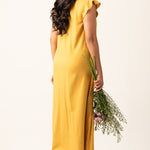 FRILL CAP SLEEVE DETAILED MAXI DRESS