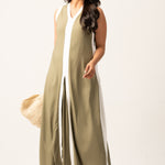 CONTRAST STRIPE DETAIL LONG DRESS
