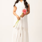 FRILL CAP SLEEVE DETAILED MAXI DRESS