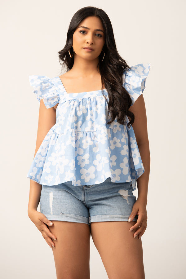 FRILL DETAILED BUSTIER TOP