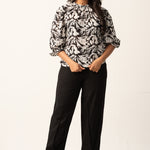 GATHERED DETAILED PRINTED TOP