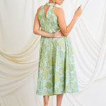 PRINTED HALTER NECK DRESS
