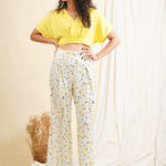 FLORAL PANT + V NECK CROP TOP