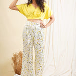 FLORAL PANT + V NECK CROP TOP