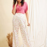 FLORAL PANT + V NECK CROP TOP