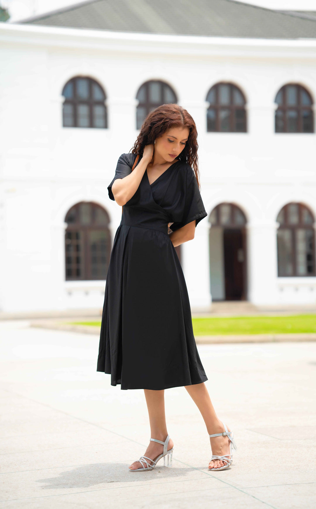 FLUTED MIDI DRESS