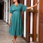 FLUTED MIDI DRESS