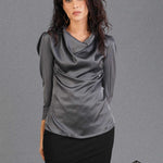 COWL NECK SATIN TOP