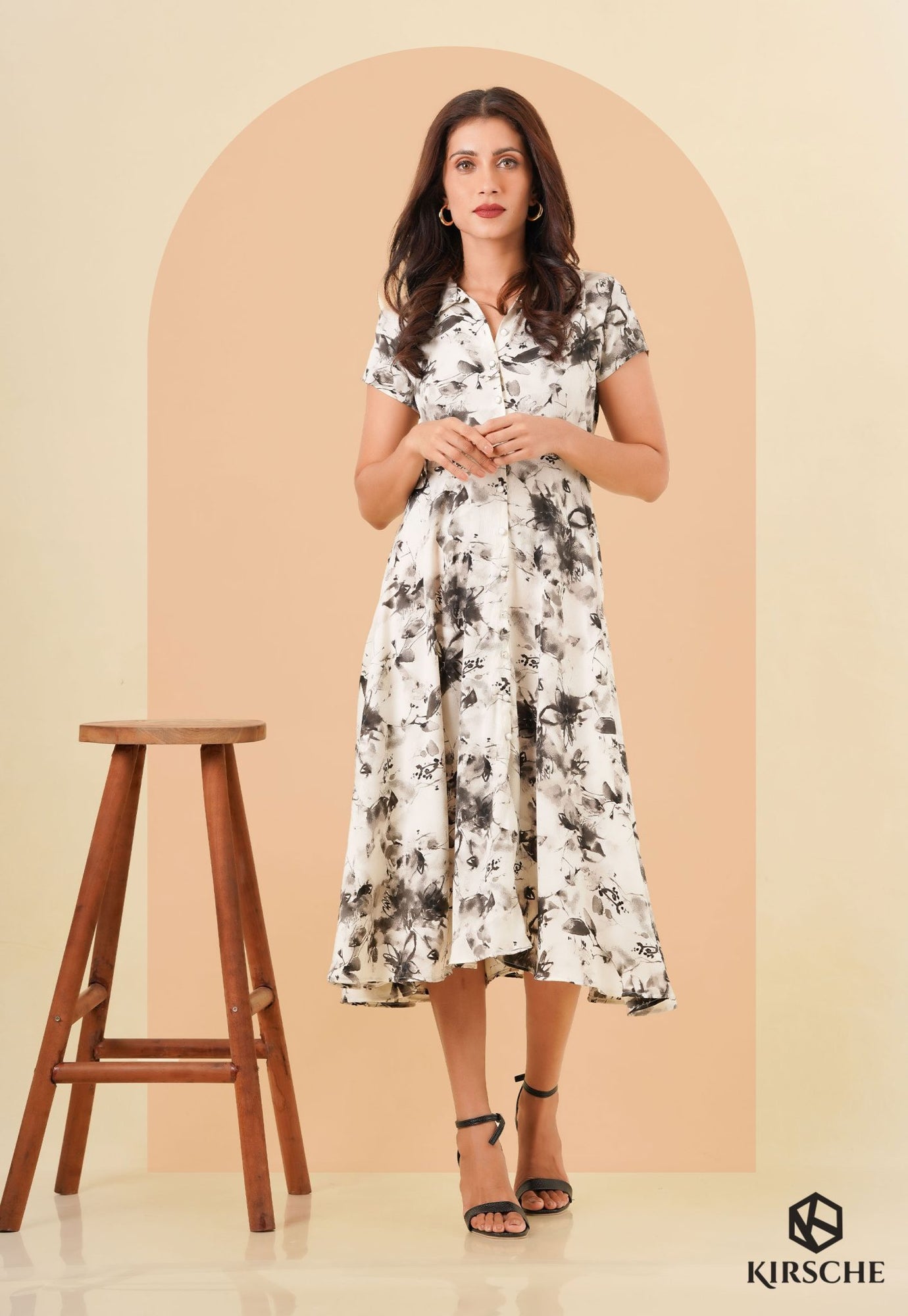 FRONT TAB DETAILED MIDI DRESS