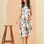 FRONT TAB DETAILED MIDI DRESS