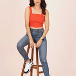 LINEN SQUARE CROP TOP