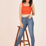LINEN SQUARE CROP TOP