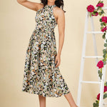 FRONT GATHERED FLORAL DRESS