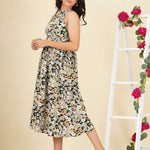 FRONT GATHERED FLORAL DRESS