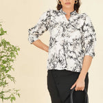 FRONT GATHERING LONG PUFF SLEEVE TOP