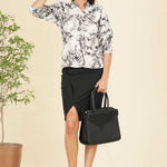 FRONT GATHERING LONG PUFF SLEEVE TOP