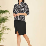 FRONT GATHERING LONG PUFF SLEEVE TOP