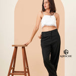 BOTTOM PLEATED LINEN PANT