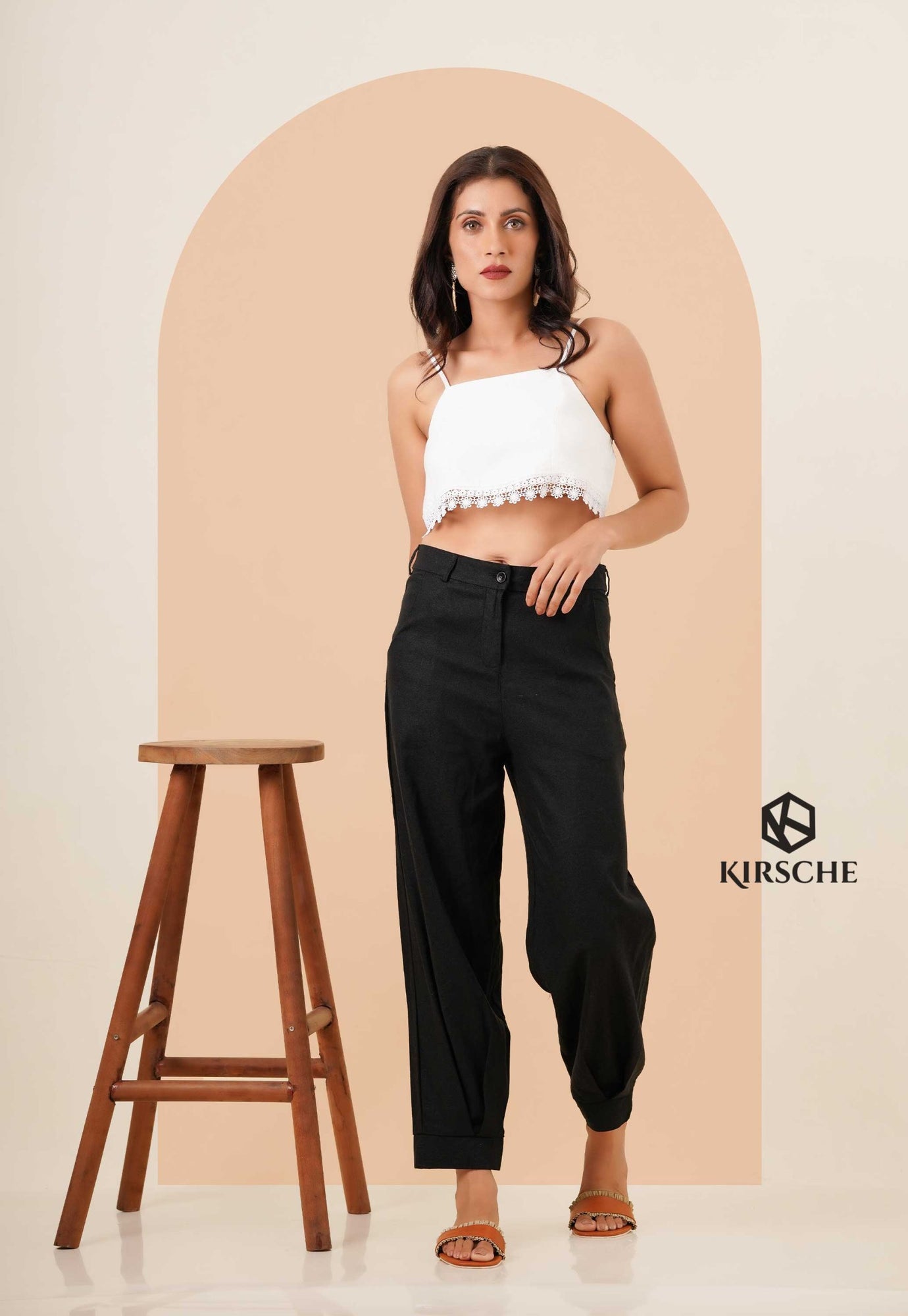BOTTOM PLEATED LINEN PANT