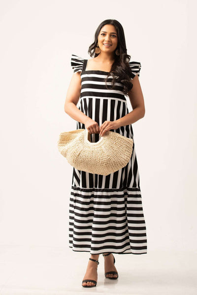 D109 l Frill Detailed Bustier maxi Dress