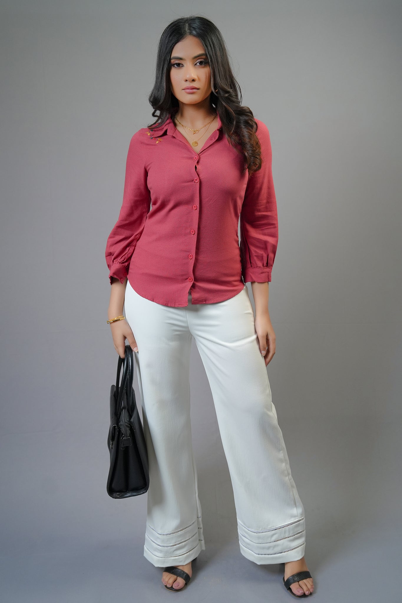 S025 | Front Emb Linen Shirt