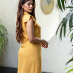 FRILL CAP SLEEVE DETAILED MAXI DRESS