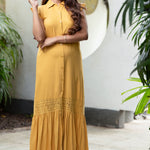 FRILL CAP SLEEVE DETAILED MAXI DRESS