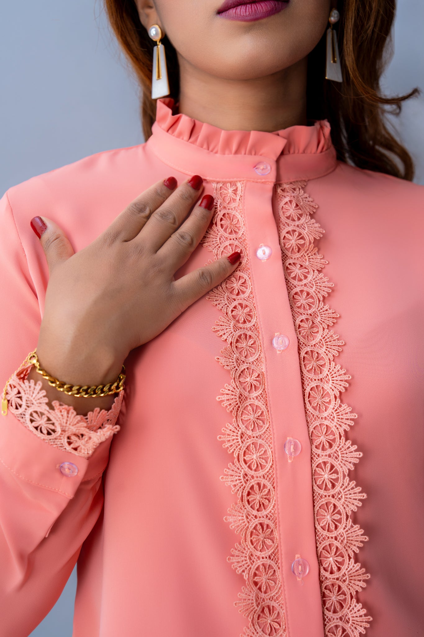 S132 | Lila Lace Detailed Shirt