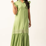 D088 l Frill Cap Sleeve Detailed Maxi - Image 4