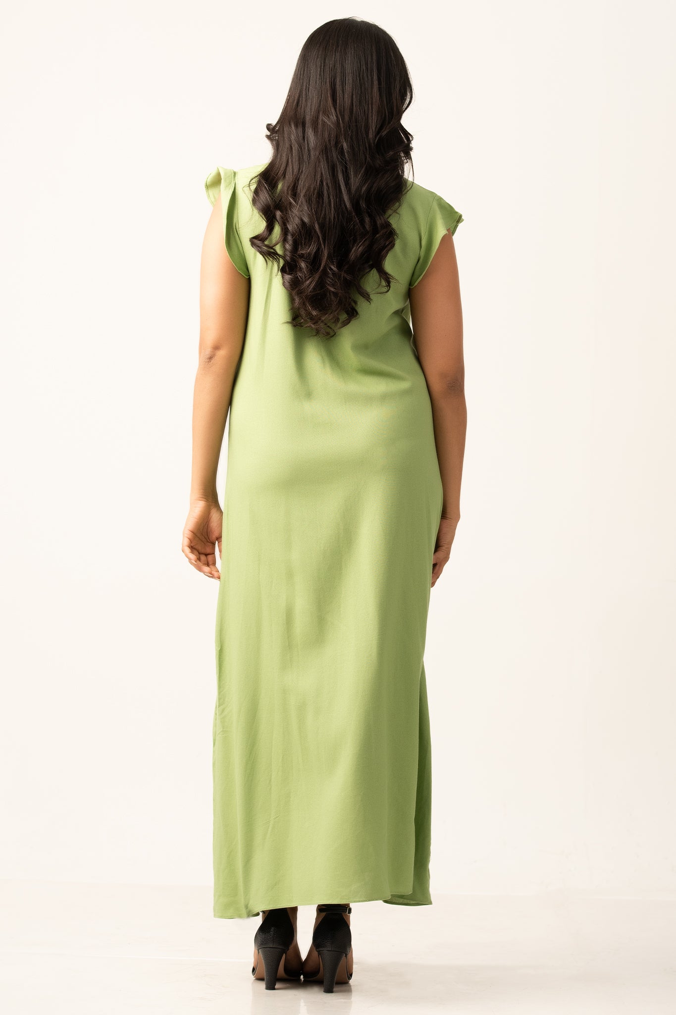 D088 | Frill Cap Sleeve Detailed Maxi