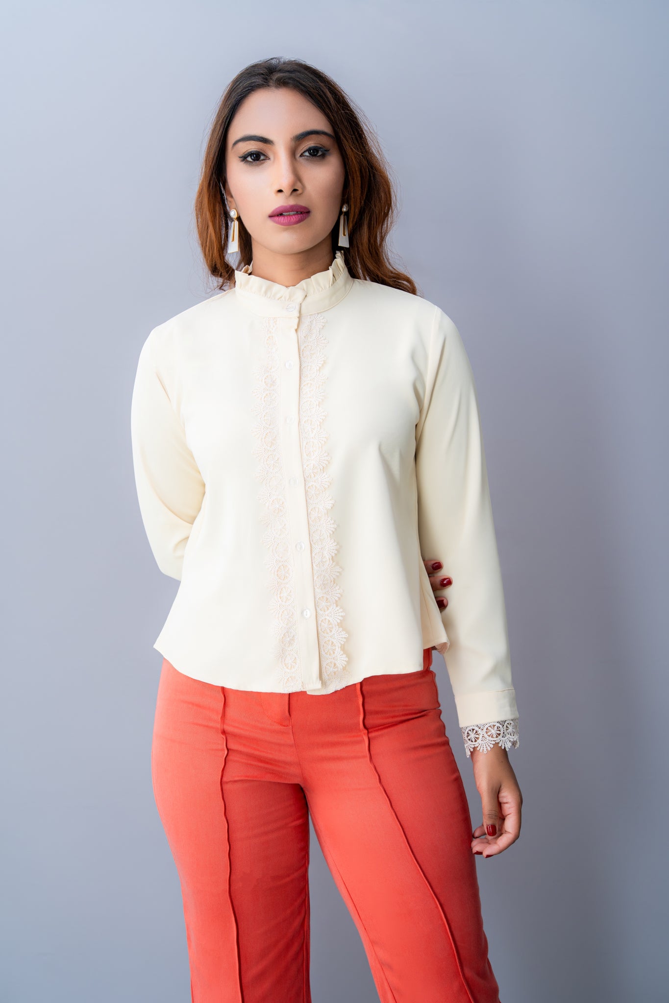 S132 | Lila Lace Detailed Shirt