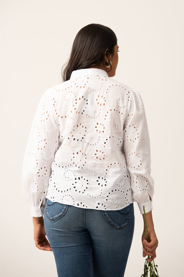 Long Puff Sleeve Cutlon Top