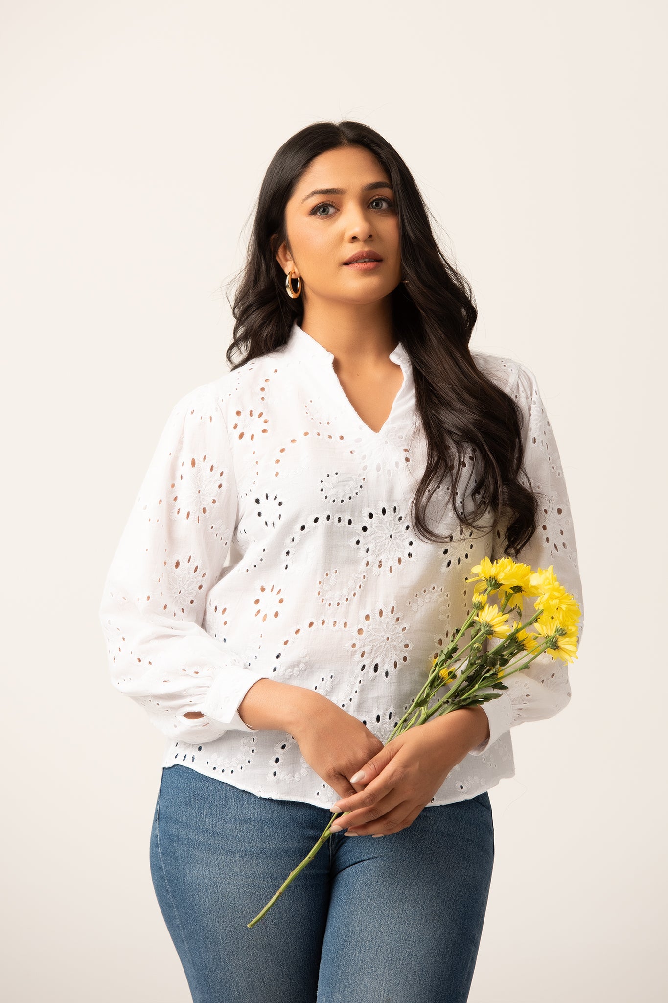 T122 | Long Puff Sleeve Cutlon Top