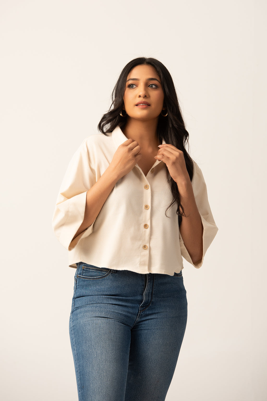 S141 | Cro Linen Crop Shirt