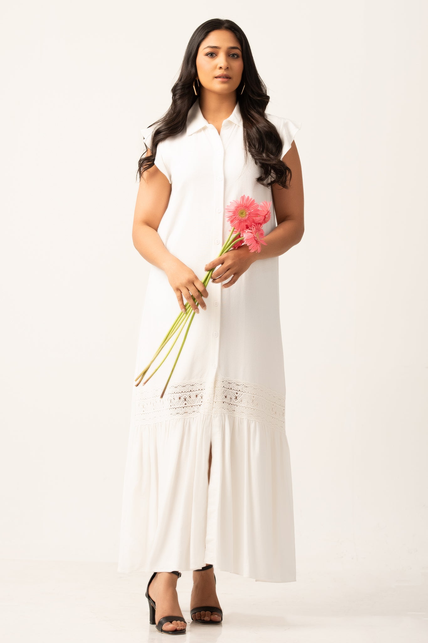 D088 | Frill Cap Sleeve Detailed Maxi