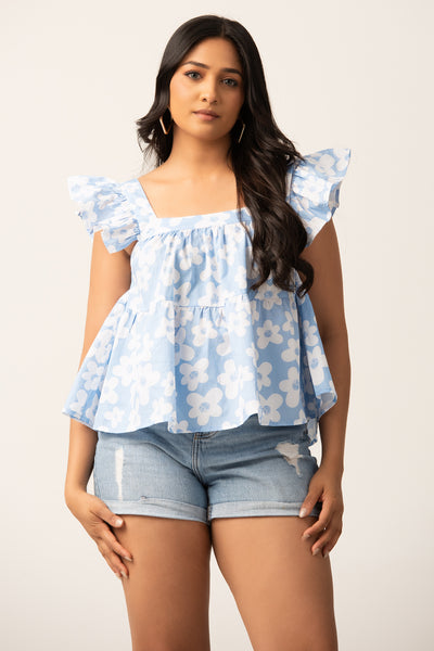 T091 l Frill Detailed Bustier Top