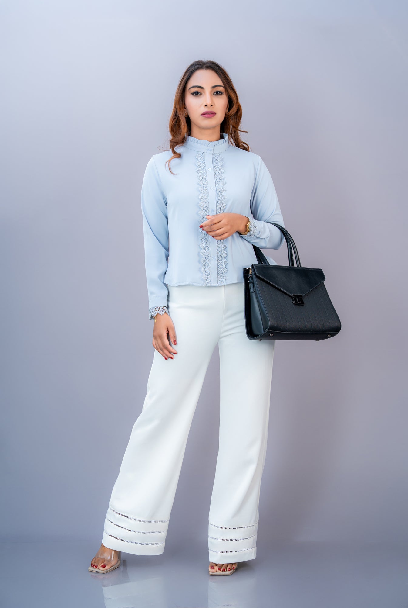 S132 | Lila Lace Detailed Shirt