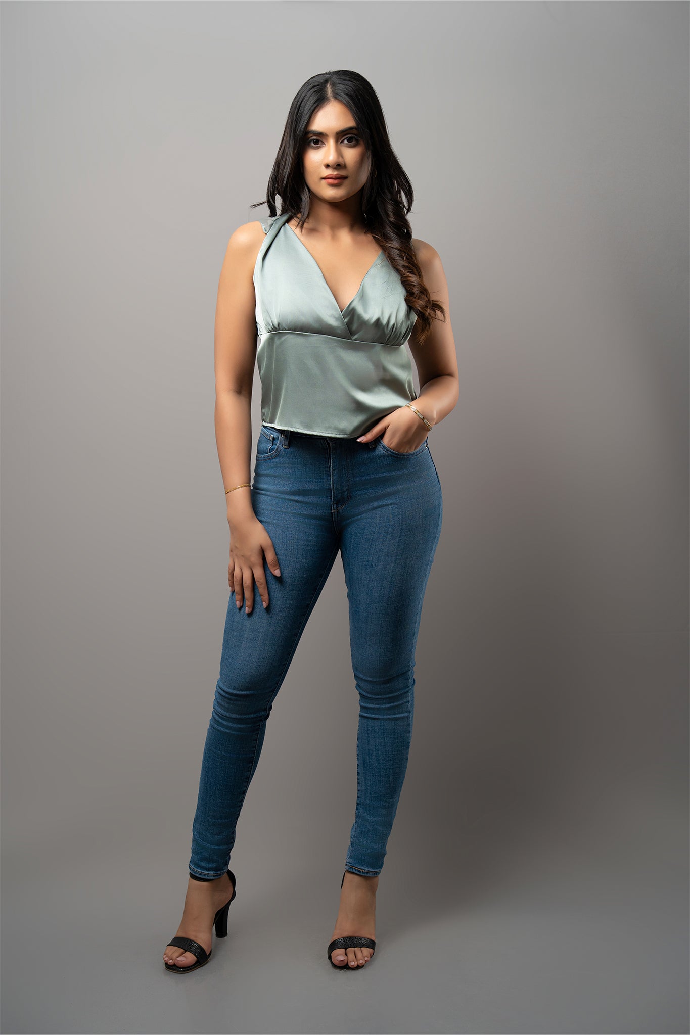 T221 | Halter Sateen Top