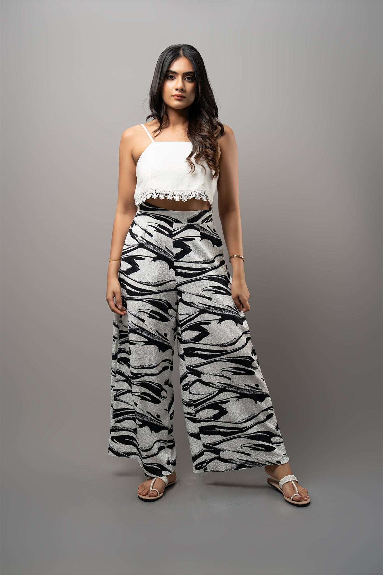 P208 l Printed Wide Leg Pant
