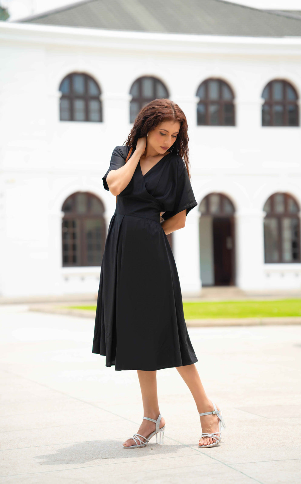 FLUTED MIDI DRESS