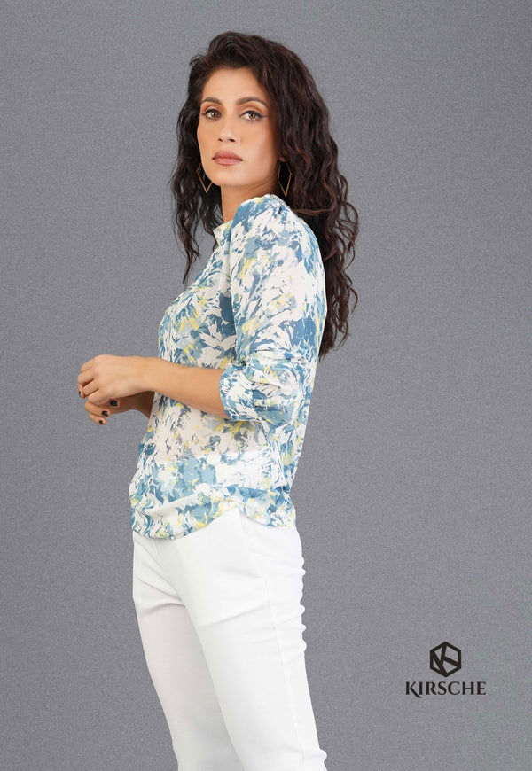 FRONT PLEATED LONG SLEEVE TOP