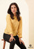 BUTTON PLEATED LS BLOUSE