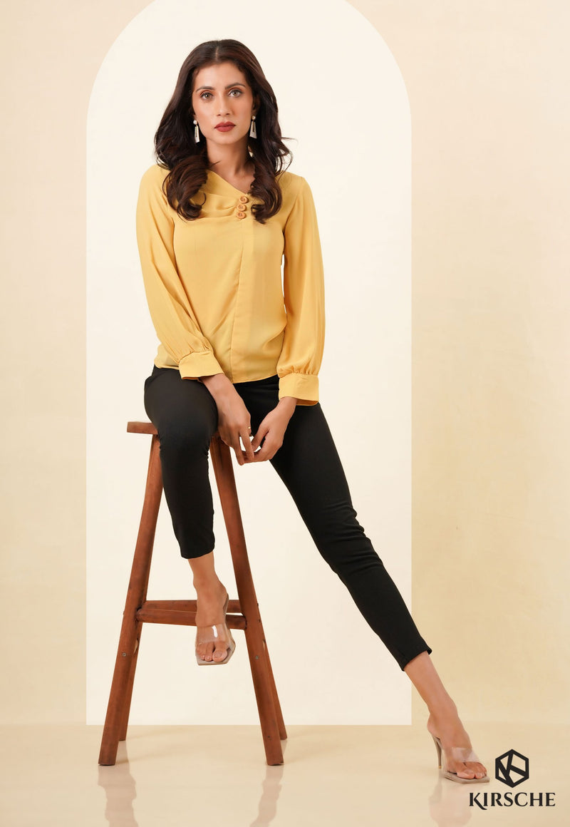 T059 l Button Pleated Top